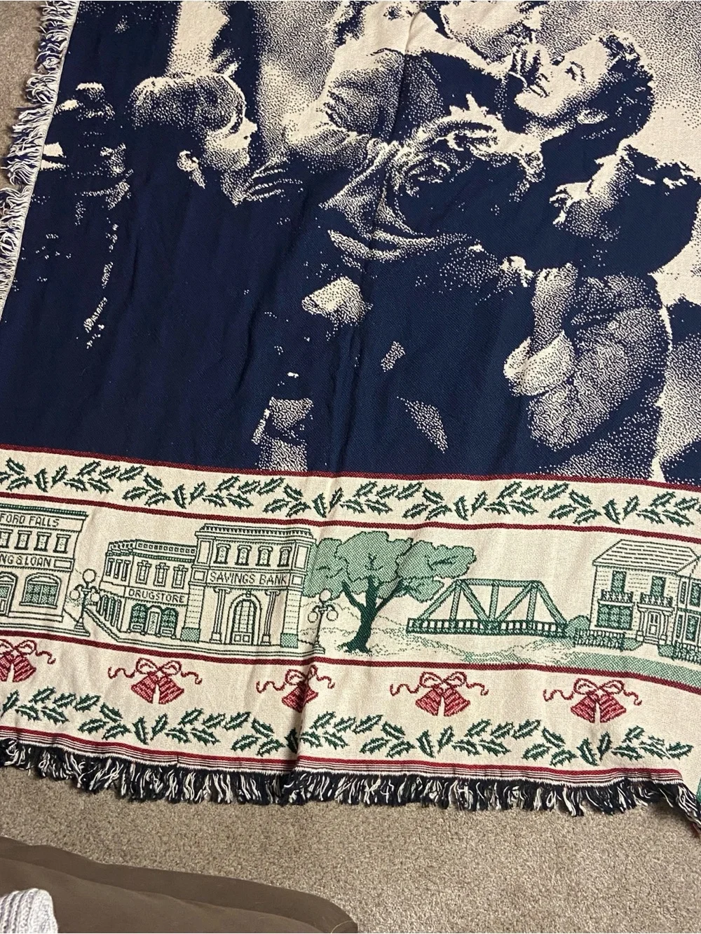 It’s a Wonderful Life, Bedford Falls, Woven Tapestry Throw Blanket with Tag